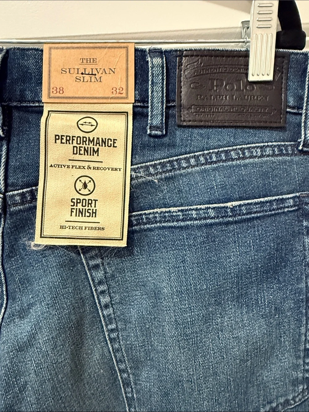 Polo by Ralph Lauren Men’s Mid-Dark Blue Slim Straight Jeans 38x32 NWT